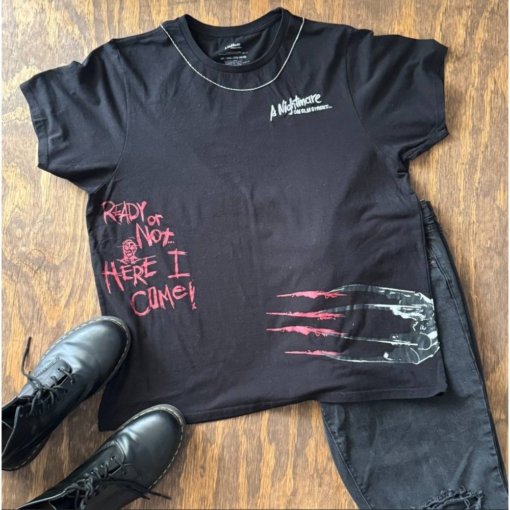 A Nightmare on Elm‎ Street Freddy Krueger Graphic Tee 2XL Black Horror Movie Tee